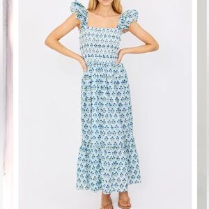 NWT Marea by Liz Joy “Sasco” Dress, “Navy Flower” size M